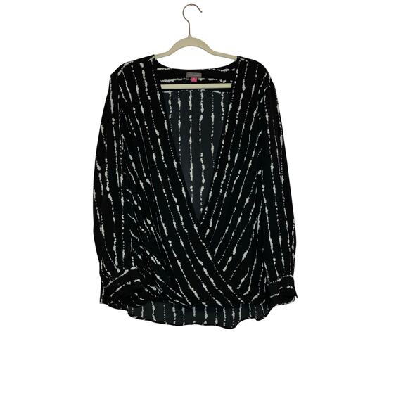 Vince Camuto Black White Surplice Wrap Blouse 2X - Picture 1 of 5